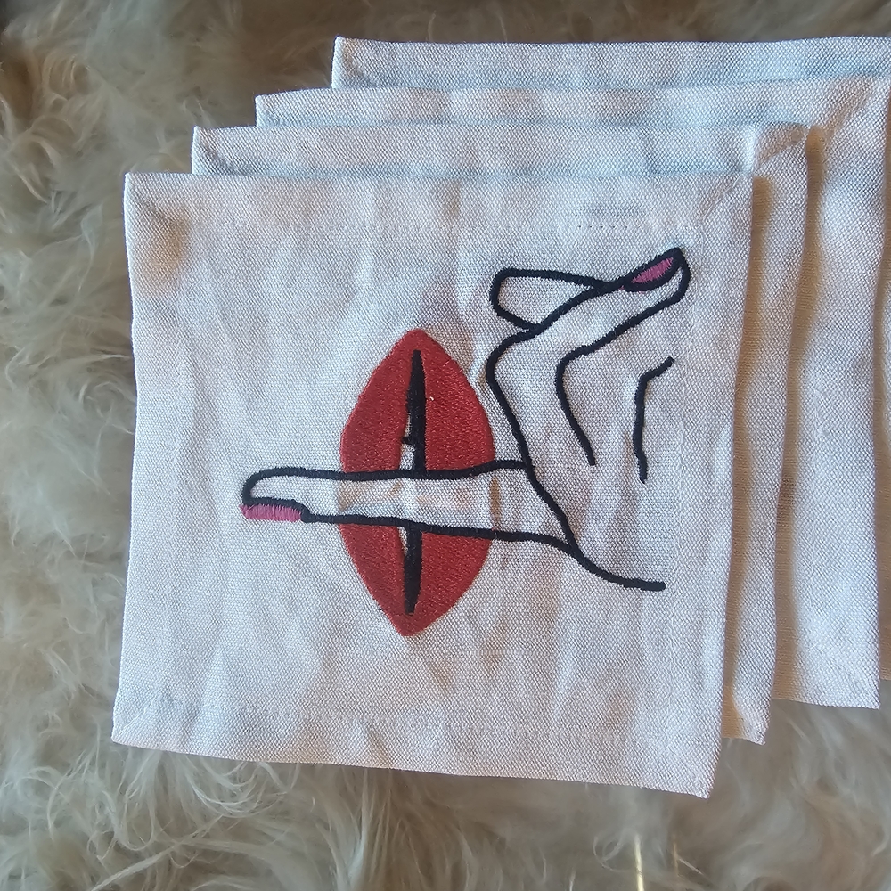 Jonathan Adler Lips Cocktail Napkins